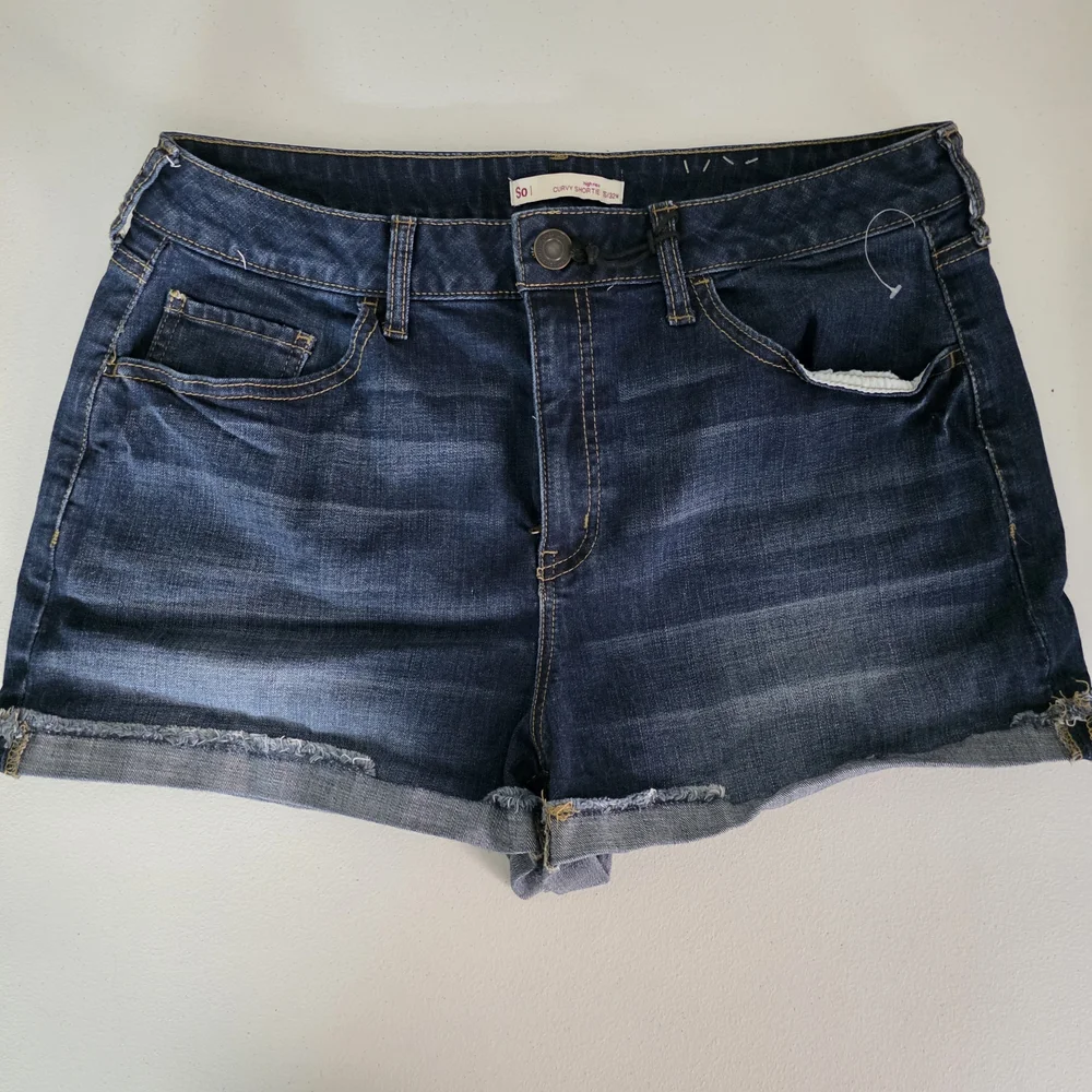 SO Blue Jean Shorts Shortie Cut High Rise waist